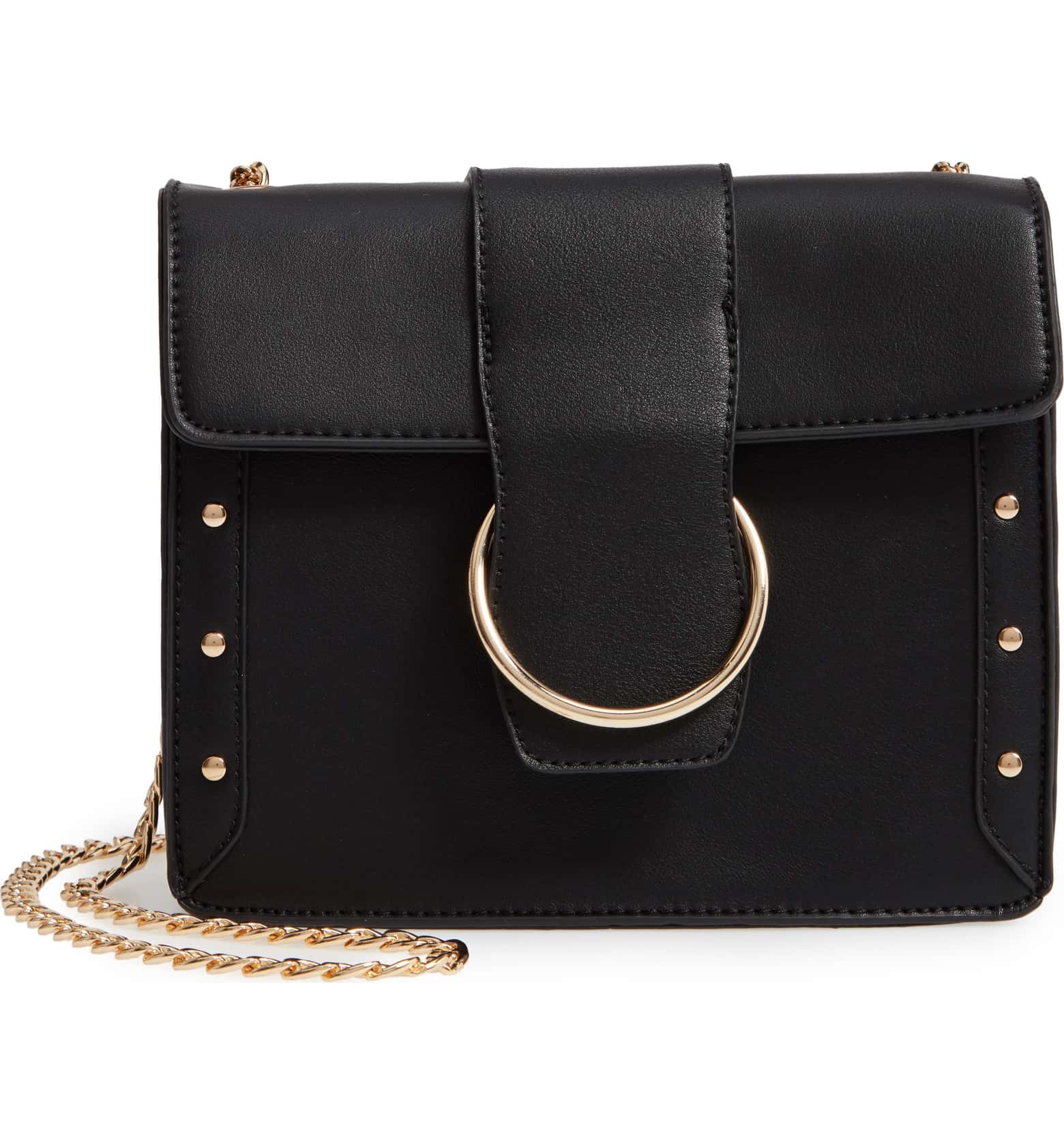 Leith Metal Ring Faux Leather Crossbody