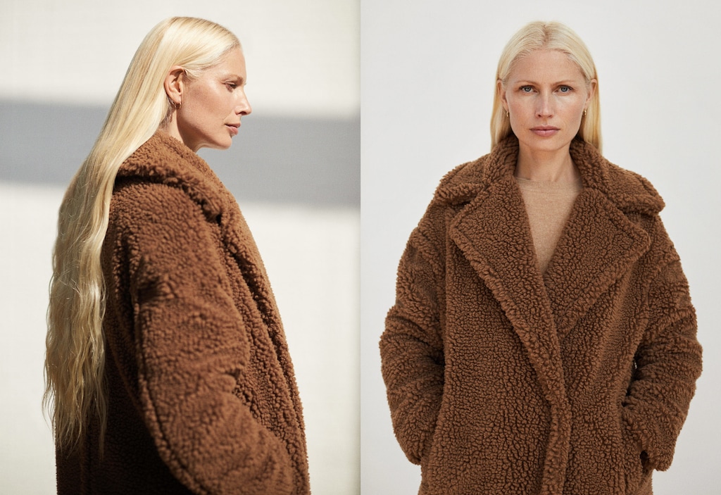 Mango Faux Shearling Oversized Coat